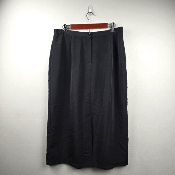 SUSAN GRAVER Chic Midi Skirt Black Womens Size XL Mature‎ Minimalist Neutral - Picture 1 of 9